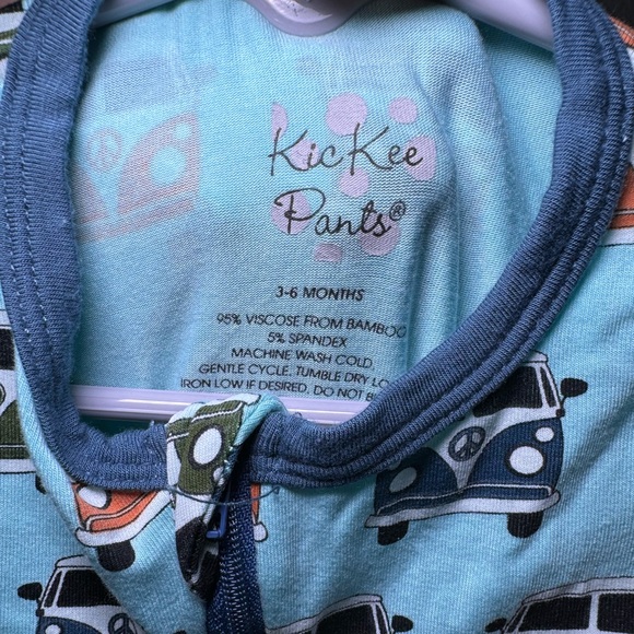 KicKee Pants Footies With Zipper- In Summer Sky Vintage Vans - Picture 2 of 4